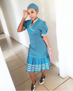 Trendy African Traditional Shweshwe Dress 2021  3