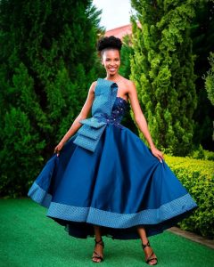 Gorgeous Shweshwe Traditional Dresses Designs For African Ladies  1