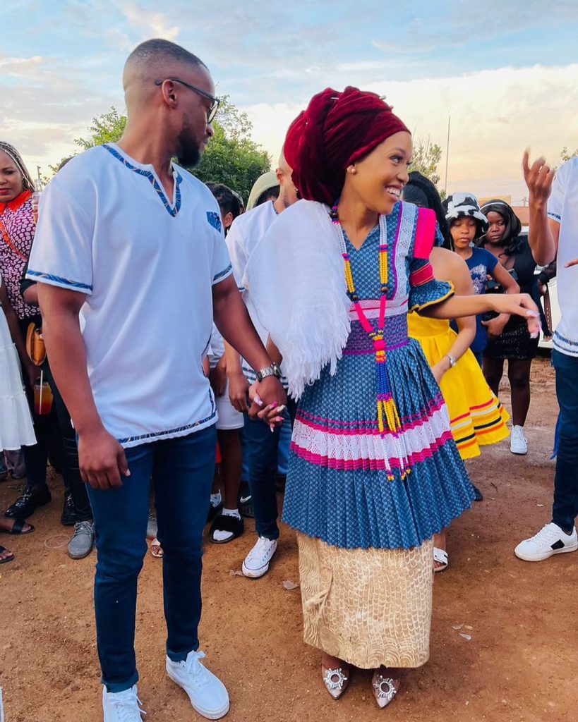 Styles and designs of sepedi traditional outfits for couples 11