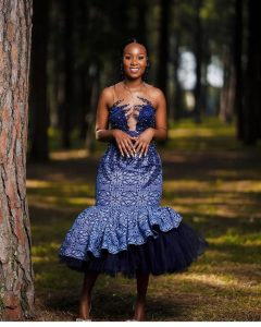 Makoti Shweshwe Traditional Dresses For South African Bride 