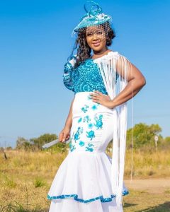 Dressed to Impress: Breathtaking Shweshwe Wedding Gowns for a Unique Celebration 12