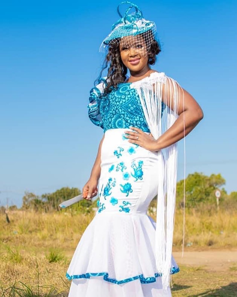 Dressed to Impress: Breathtaking Shweshwe Wedding Gowns for a Unique Celebration 19